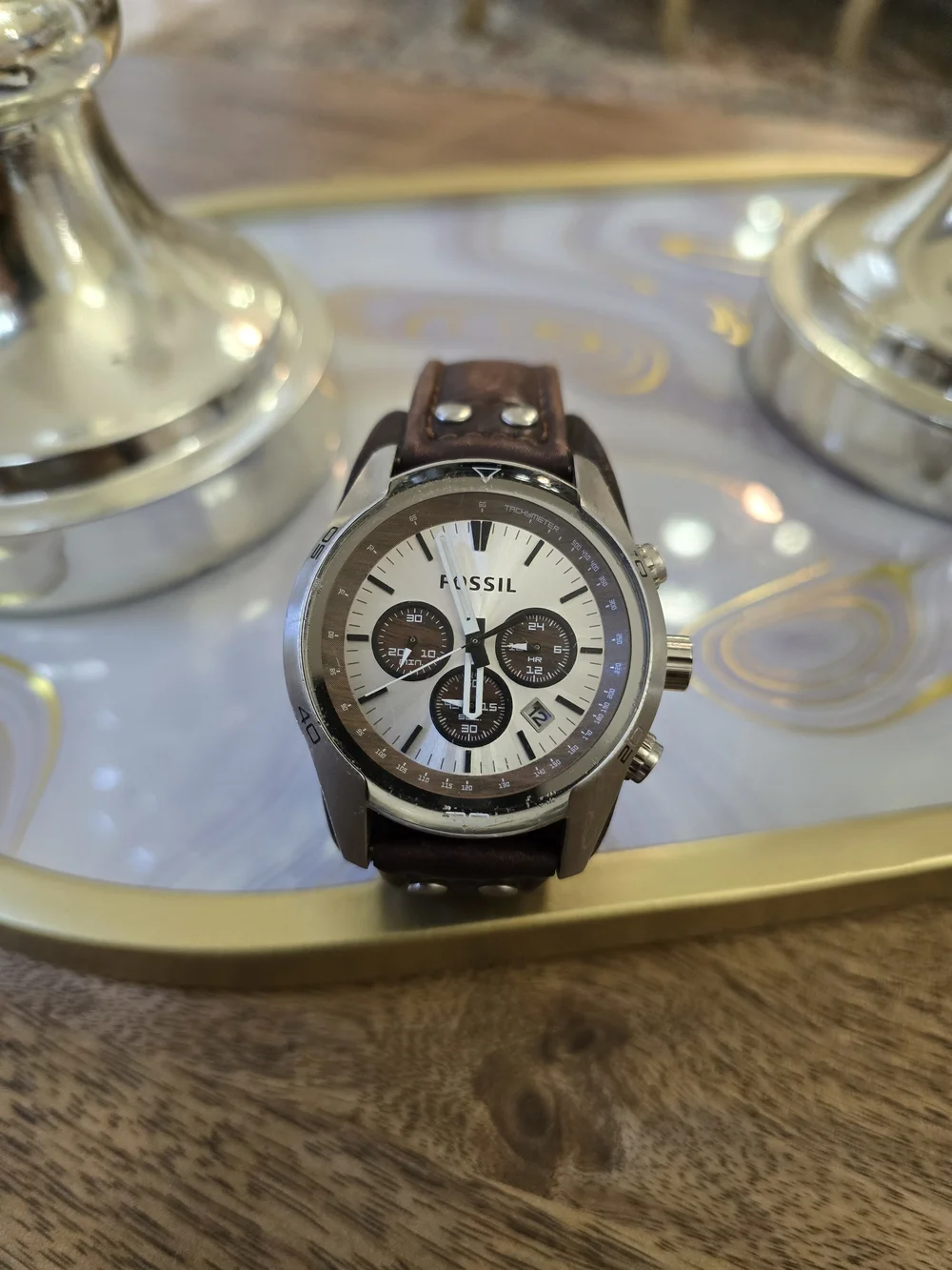 Fossil Men's Brown Leather Chronograph Watch